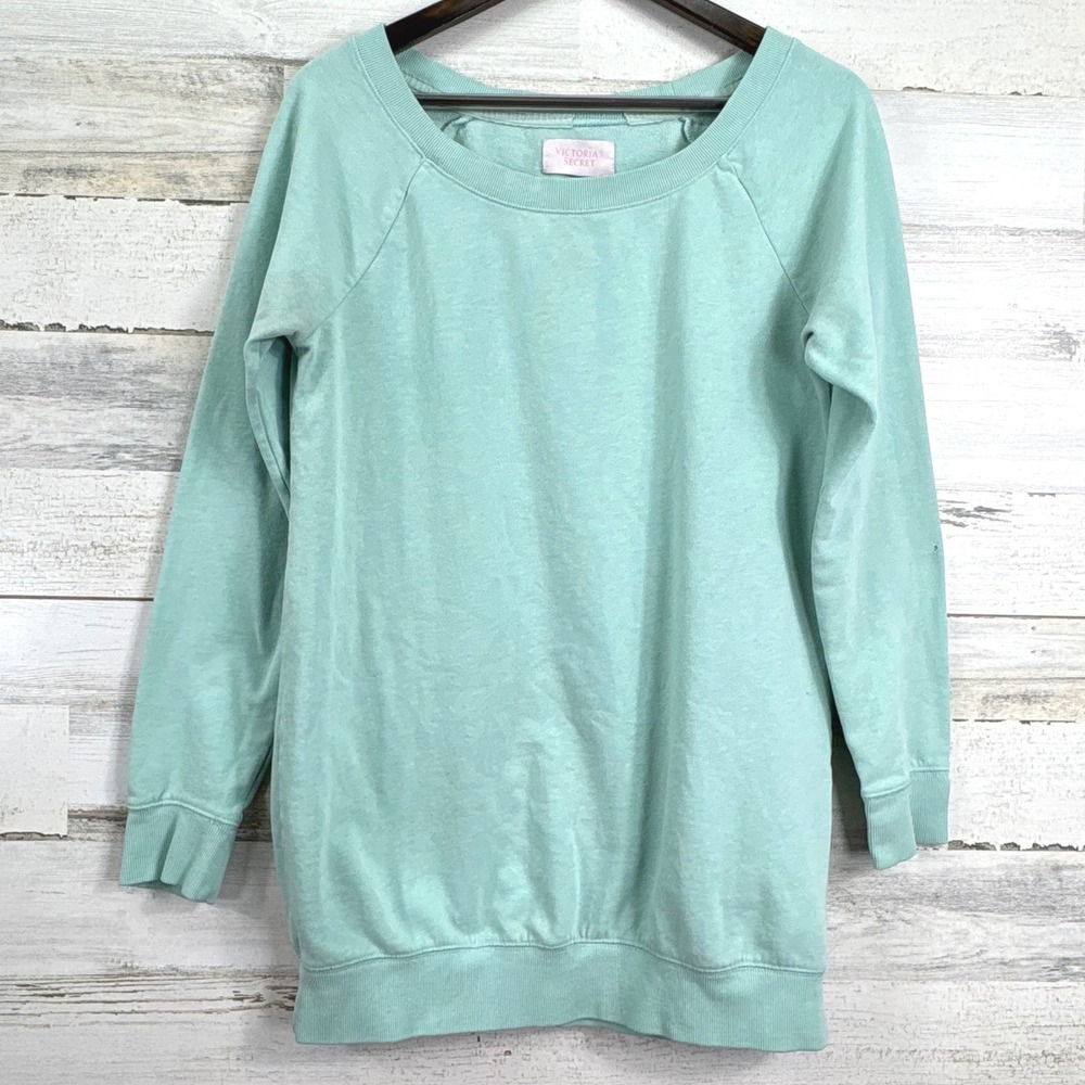 Victoria's Secret Angel Mint Green Fleece Raglan Long Sweatshirt Pullover Medium